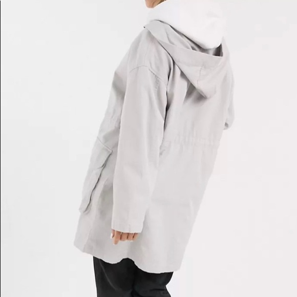 NWT ASOS Petite Lightweight parka in Washed Grey - Picture 2 of 5